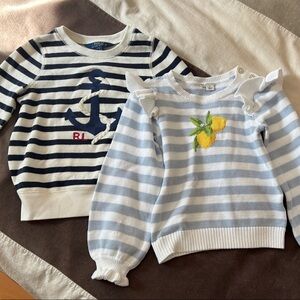 Polo by RL size 5 and Janie and Jack size 4 Light Blue Striped Kids Tops